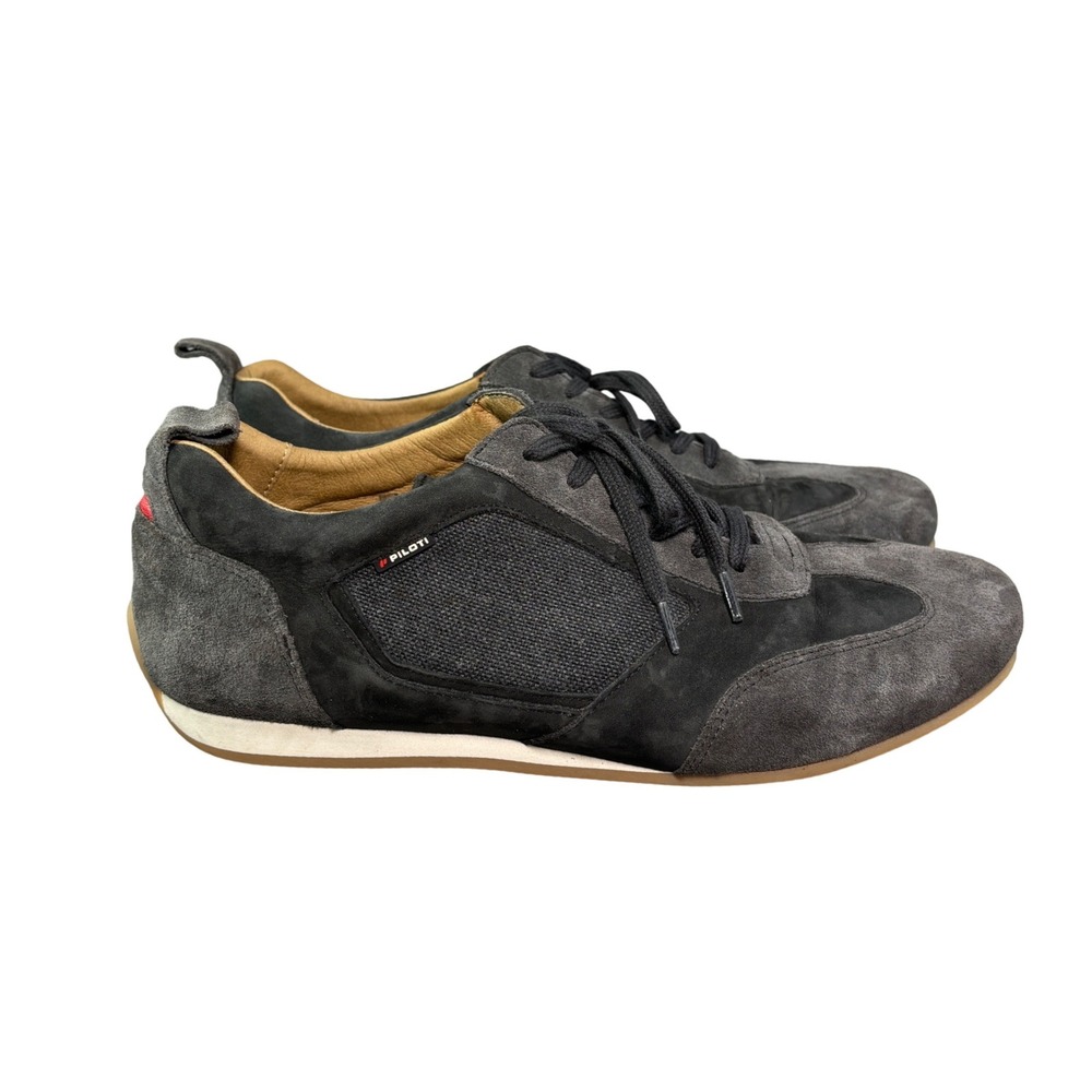 Piloti Men's 9 Driving Sneakers Black Gray Suede Leather Handmade Portugal